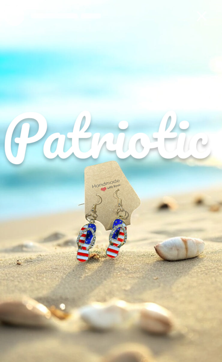 Patriotic flip-flops earrings