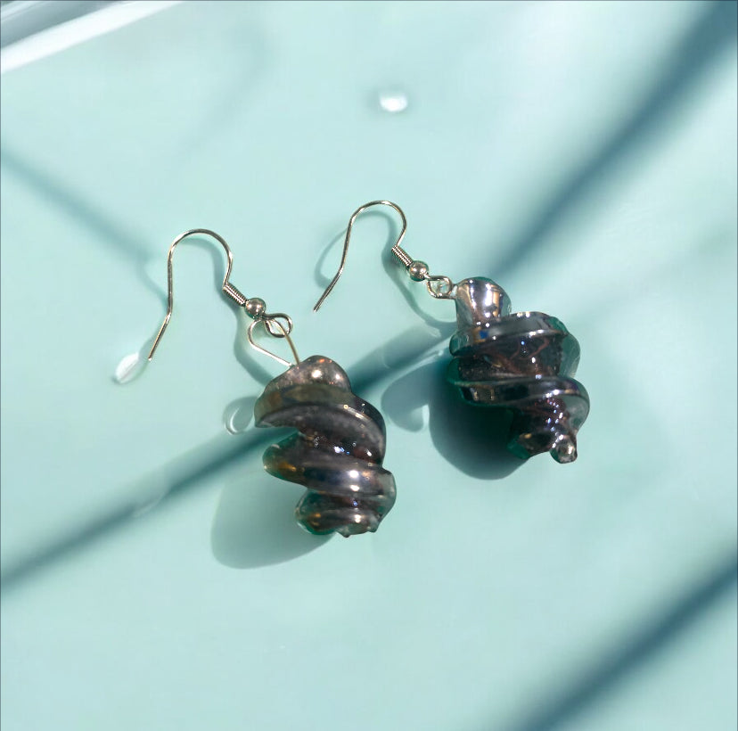 Swirly glass earrings