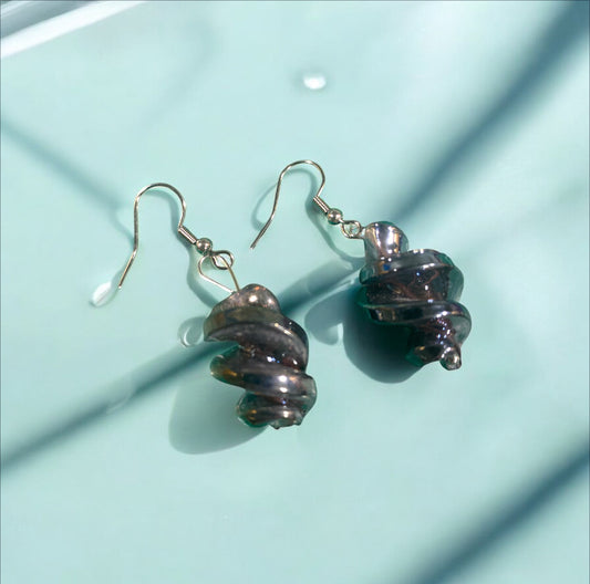 Swirly glass earrings