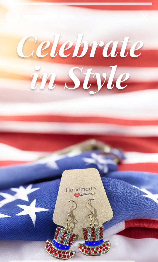 Patriotic hat earrings